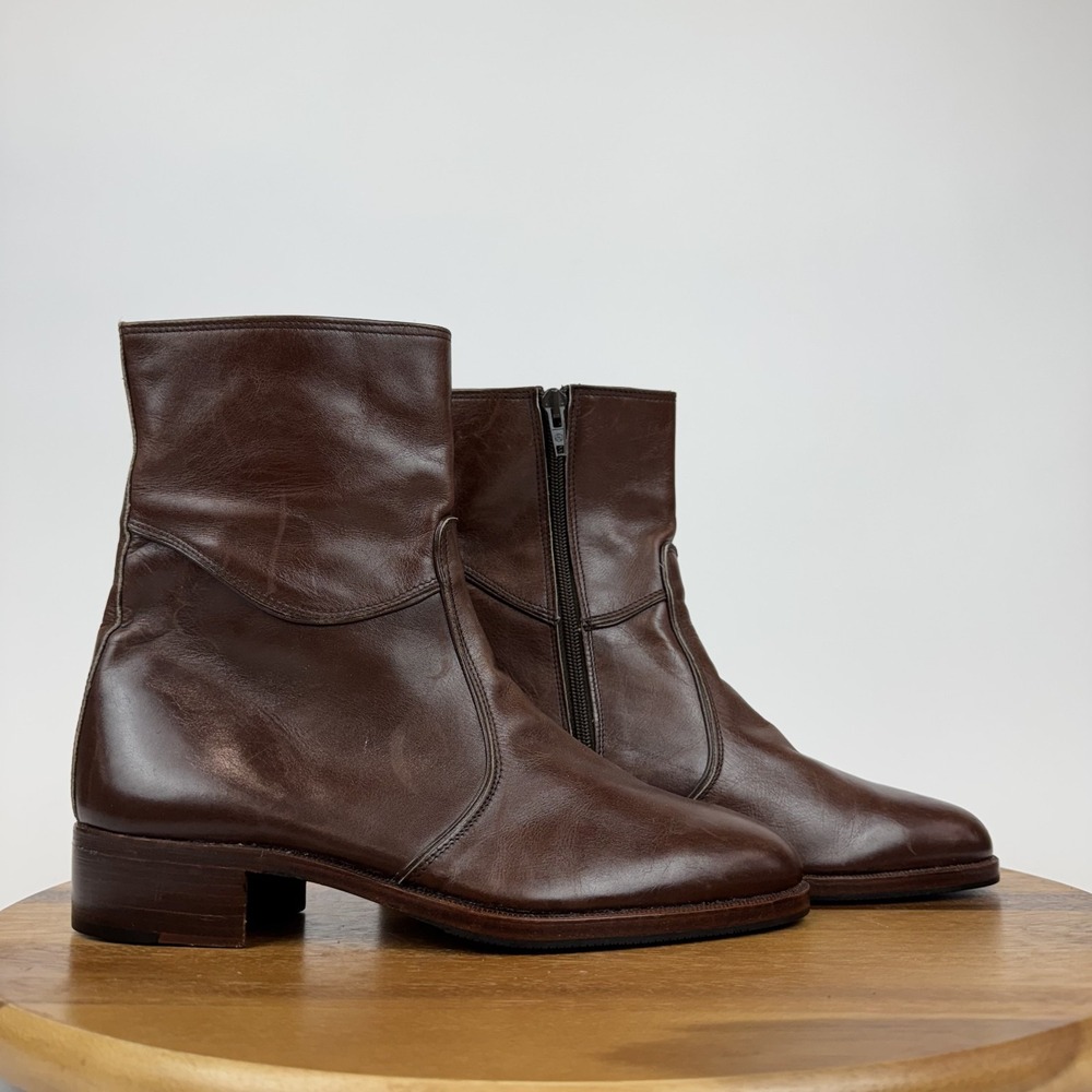 Womens Lavorazione Artigiana Brown Leather Zip Short Boots Size EU 40 GUC